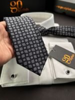 Black & Gray Shapes Tie - 8 cm - Image 2