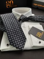 Black & Gray Shapes Tie - 8 cm - Image 3