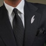 Elegant Black with White Dots Tie - 8 cm - With Pocket Square