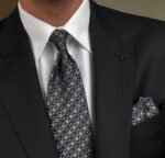 Black & Gray Shapes Tie - 8 cm - With Pocket Square