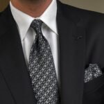 Black & Gray Shapes Tie - 8 cm - With Pocket Square