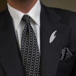 Black ZigZag Tie - 8 cm - With Pocket Square