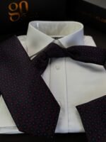 Elegant Blue & Red Tie - 8 cm - With Pocket Square - Image 3