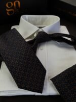 Elegant Blue & Brown Tie - 8 cm - With Pocket Square - Image 3