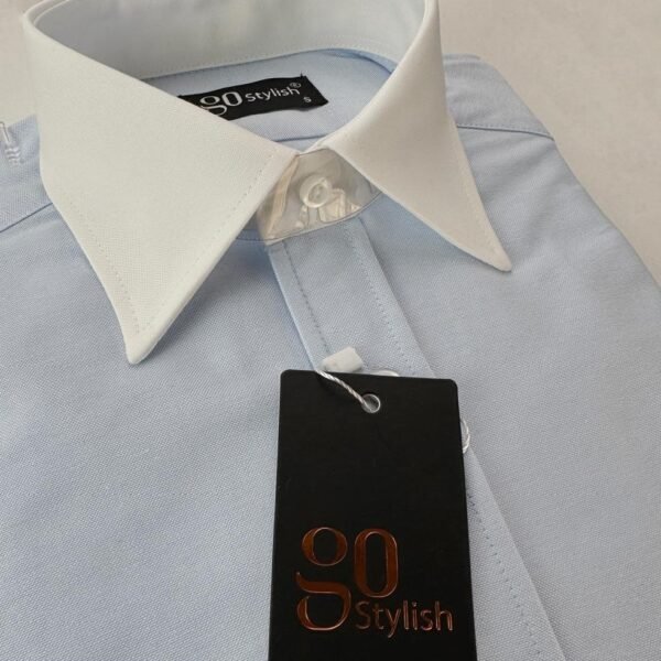 White Blue Oxford Business Shirt With MDC