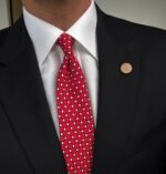 Red & White Silk Tie - 8 cm