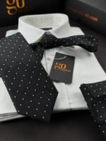 Black Signature Tie - 8 cm - With Pocket Square - Image 3