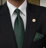 Dark Green Dotted Tie - 8 cm - With Pocket Square