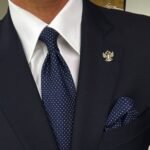 Navy Blue Dotted Tie - 8 cm - With Pocket Square