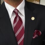 Burgundy Striped Tie - 8 cm - With Pocket Square