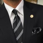 Black Striped Tie - 8 cm - With Pocket Square