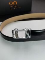 Black ''Track'' Leather Belt - Silver Buckle - Image 2
