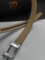 Black ''Track'' Leather Belt - Silver Buckle - Image 3
