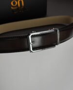 Brown ''Track'' Leather Belt - Silver Buckle