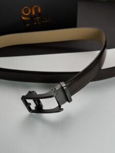 Brown ''Track'' Leather Belt - Black Gun Buckle - Image 5