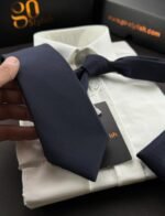 Minister Navy Blue Tie - 8 cm - With Pocket Square - Image 3