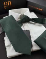 Minister Green Tie - 8 cm - With Pocket Square - Image 2