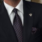 Elegant Blue & Brown Tie - 8 cm - With Pocket Square