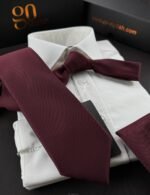 Minister Burgundy Tie - 8 cm - With Pocket Square - Image 2