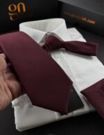 Minister Burgundy Tie - 8 cm - With Pocket Square - Image 3
