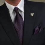 Elegant Blue & Red Tie - 8 cm - With Pocket Square