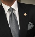 Gray with Black Dots Tie - 8 cm - With Pocket Square