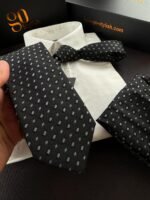 Black Star Tie - 8 cm - With Pocket Square - Image 3