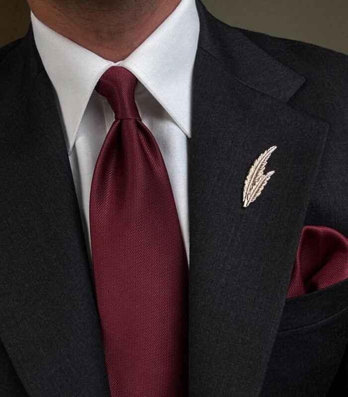 Plain Burgundy Tie - 8 cm - With Pocket Square