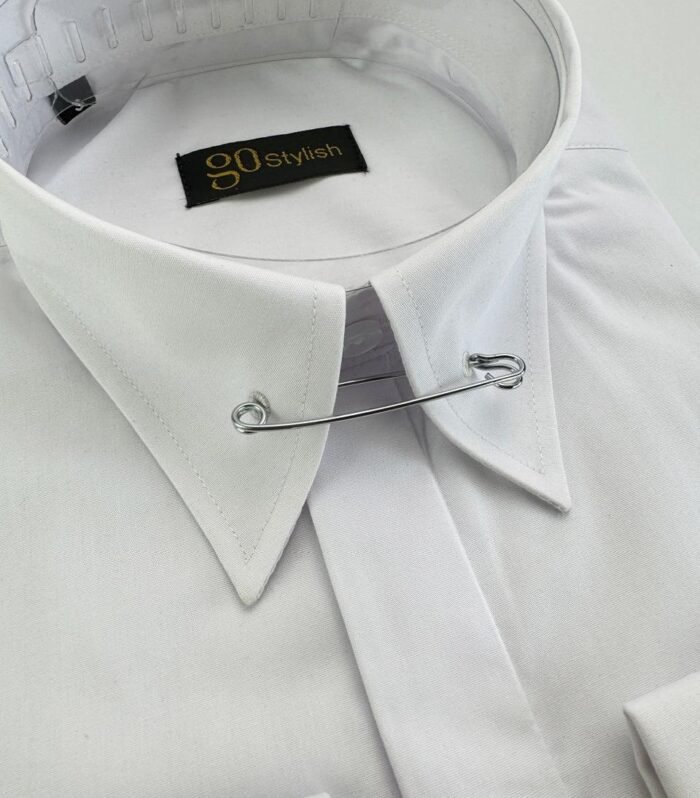 White Shirt With Collar Pin