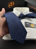 Blue Shapes Tie - 8 cm - Image 3