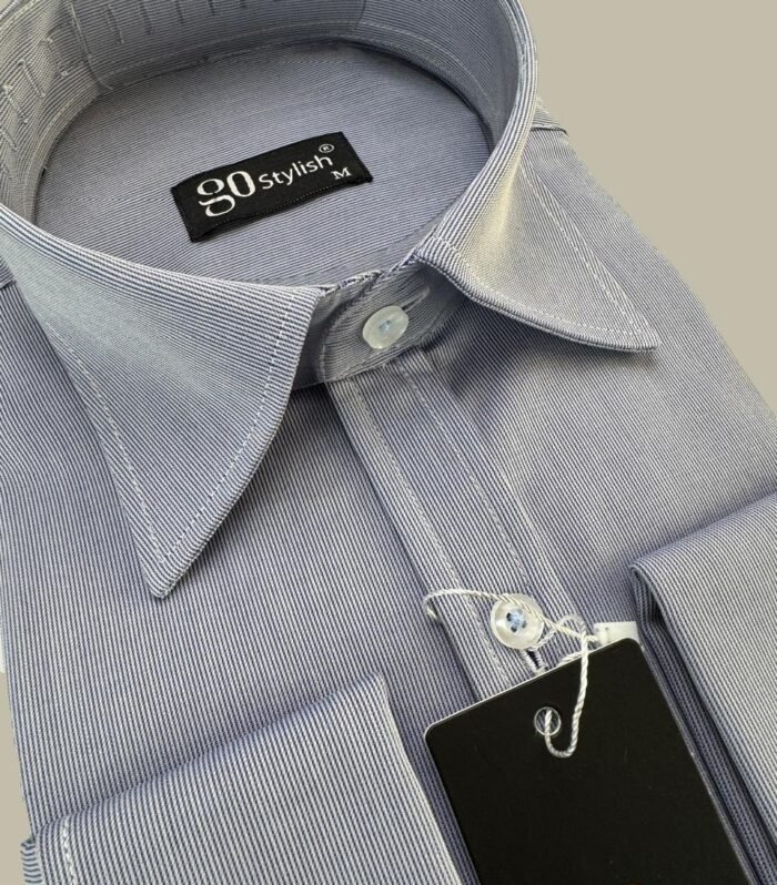 Blue Striped Business Shirt With MDC ''French Cuffs''