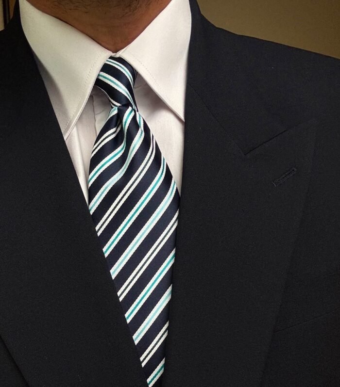 Blue Mix Strips Tie - 8.5 cm