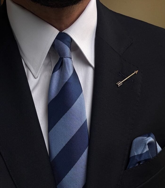 Admiral Stripe Tie - 7 cm - With Pocket Square