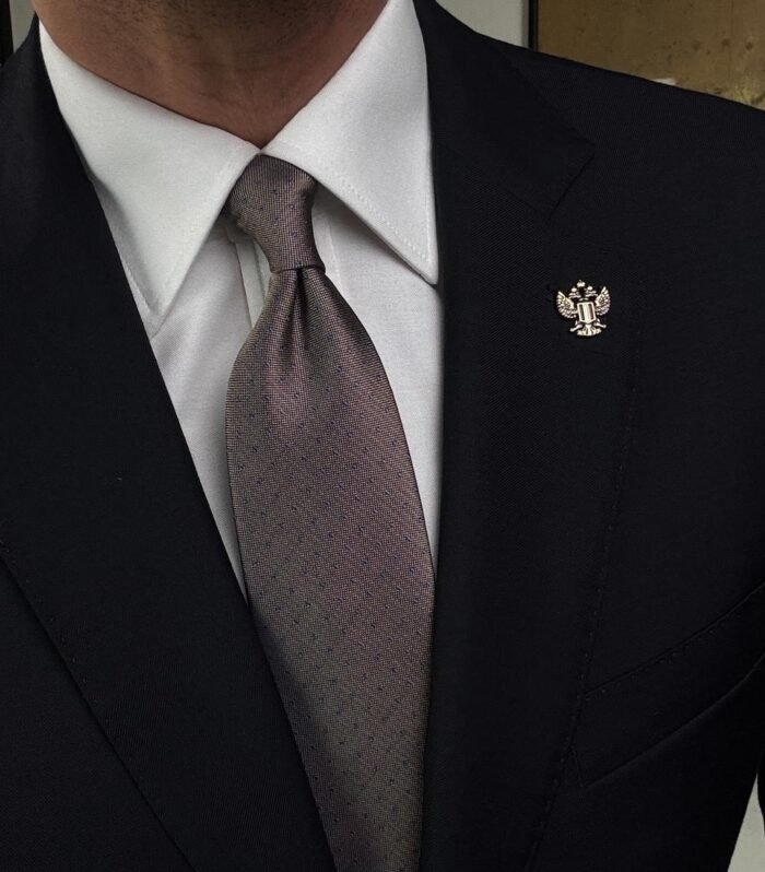 Brown With Blue Dots Tie - 8 cm