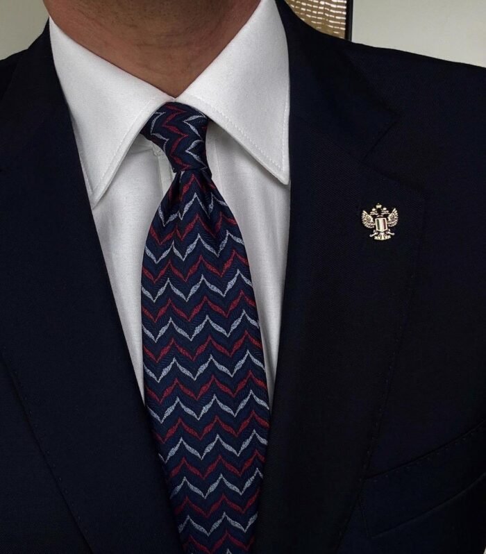 Red & Blue ZigZag Tie - 8 cm