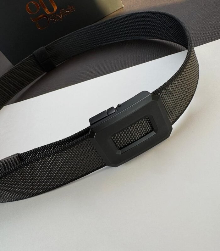 Fabric Casual Double Face Belt with Reversible Buckle ''Black & Gray''