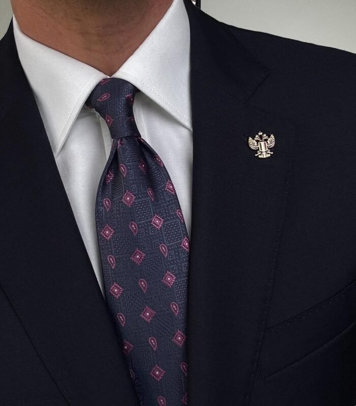 Blue & Purple Shapes Tie - 8 cm