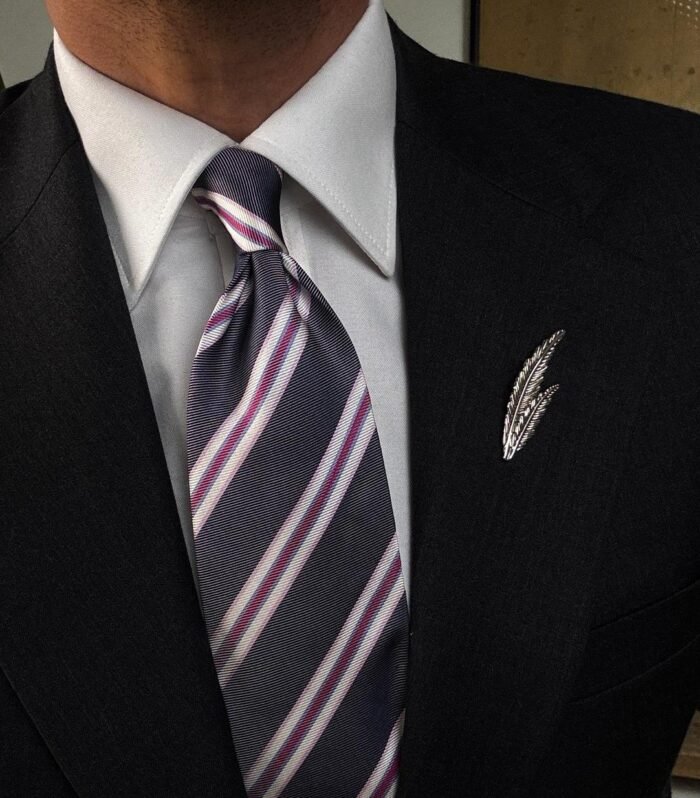 Gray Striped Tie - 8 cm