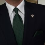Dark Green with Blue Dots Tie - 8 cm - With Pocket Square