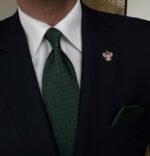 Dark Green with Blue Dots Tie - 8 cm - With Pocket Square