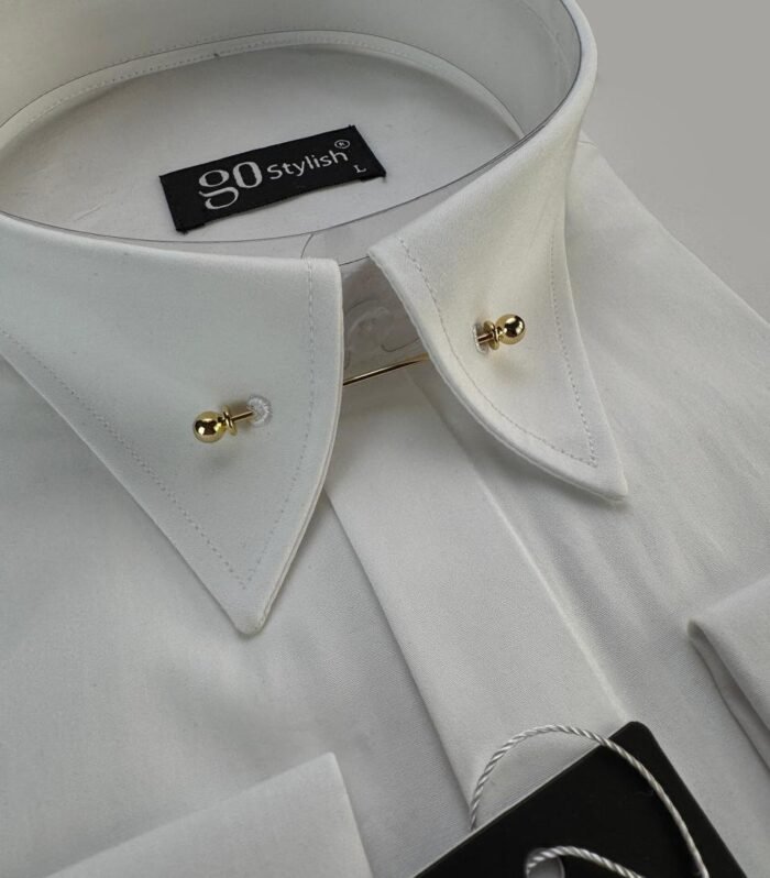 White Shirt With Collar Pin
