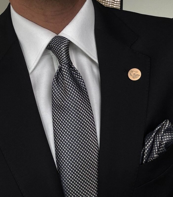 Gray Shades Tie - 8 cm - With Pocket Square