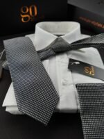 Gray Shades Tie - 8 cm - With Pocket Square - Image 3