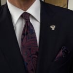 Vintage Blue & Red Tie - 8 cm - With Pocket Square