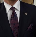 Vintage Blue & Red Tie - 8 cm - With Pocket Square