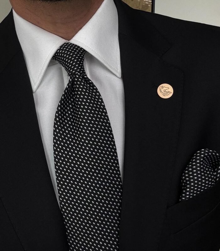 Black & White Tie - 8 cm - With Pocket Square