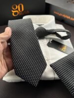 Black & White Tie - 8 cm - With Pocket Square - Image 2