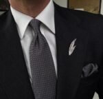 Gray Mini White Dots Tie - 8 cm - With Pocket Square