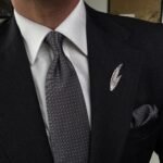 Gray Mini White Dots Tie - 8 cm - With Pocket Square