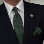 Green Shapes Tie - 8 cm - With Pocket Square